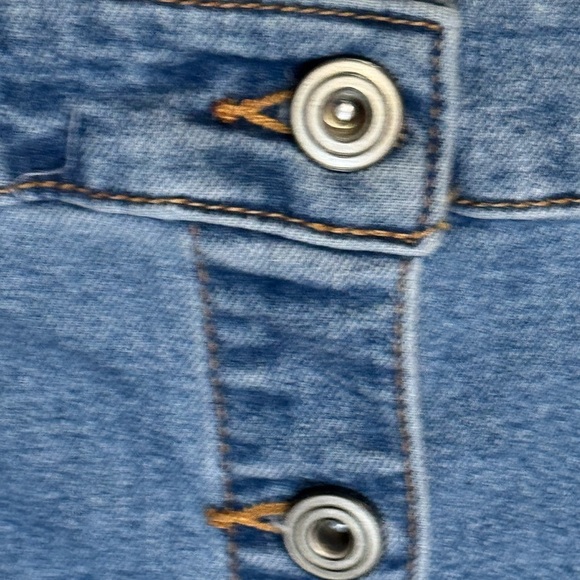 Denim Button Down Blue Jeans Midi Dress Vintage Vibes Stretchy Size M‎ Pockets - Picture 6 of 7